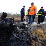 Brandanschlag im Vorfeld der Legida-Demo am 30. Januar: Auf der Bahnstrecke Leipzig-Grimma in Naunhof wurde ein Steuerungskasten anzündet und damit komplett zerstört.