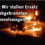 Police truck burned