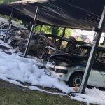 Sechs Polizeitransporter ausgebrannt