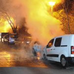 Cars from Bosch and Tyco burned