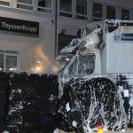 Drei Thyssen Krupp-LKW abgefackelt