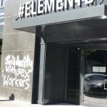 Graffiti am Büro von Terre des Femmes