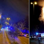 Sendemast in Flammen