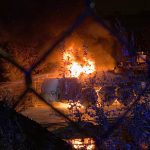 Baukran in Flammen