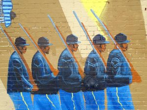 Unionssoldaten in blauen Uniformen