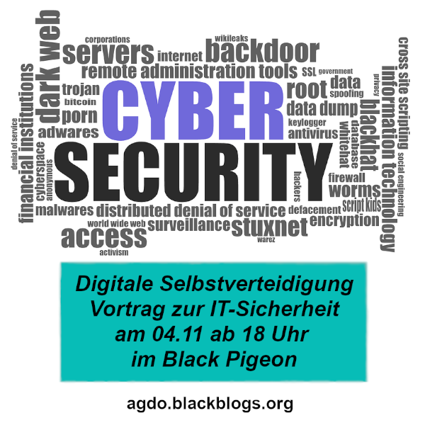 Digitale Sicherheit - Vortrag am 04.11.21 ab 18 Uhr im Black Pigeon 