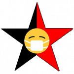 schwarz-roter Stern mit Mund-Nasen-Maske