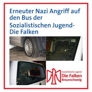 Erneuter Nazi Angriff aug den Bus der Sozialistischen Jugend Die Falken
