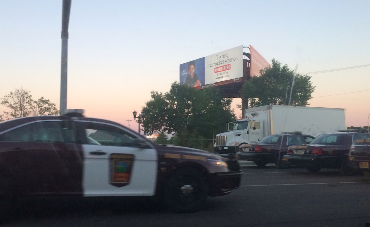 Minnesota State Patrol prepared at the on-ramp to I-94, which the demonstration never approached.