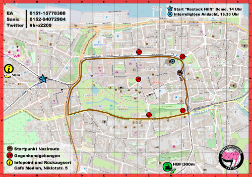 Aktionskarte für den 22.09. + Infos zum 21.& 22.09. - Naziaufmarsch in Rostock verhindern!