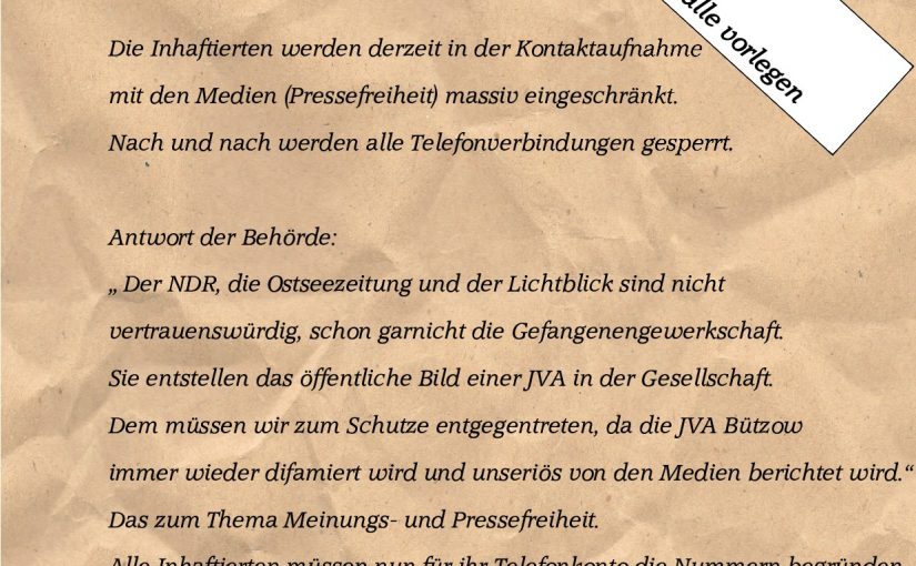 JVA Bützow: Angst vor der kritischen Öffentlichkeit