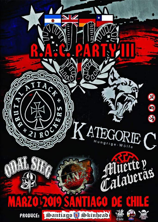 März 2019 – «Kategorie C» auf «Blood & Honour» / «Combat 18»-Konzert in Chile