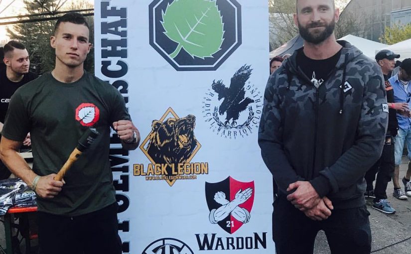 Alles auf einem Bild: der „Kampf der Nibelungen“ in Ostritz als Netzwerk extrem rechter Sportmarken und Gruppen. Zu sehen sind außerdem die Kämpfer des amerikanischen Teams „Rise Above Movement“ (Bild: Screenshot Instagram)