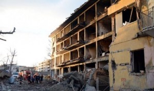 Zerstörtes Polizeihauptquartier in Çınar