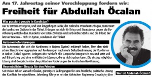 Am 17. Jahrestag seiner Verschleppung fordern wir: Freiheit für Abdullah Öcalan