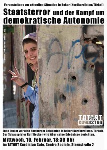 Veranstaltung zur aktuellen Situation in Bakur (Nordkurdistan/Türkei) mit dem Schauspieler Rolf Becker, der gerade in den kurdischen Gebieten der Türkei war