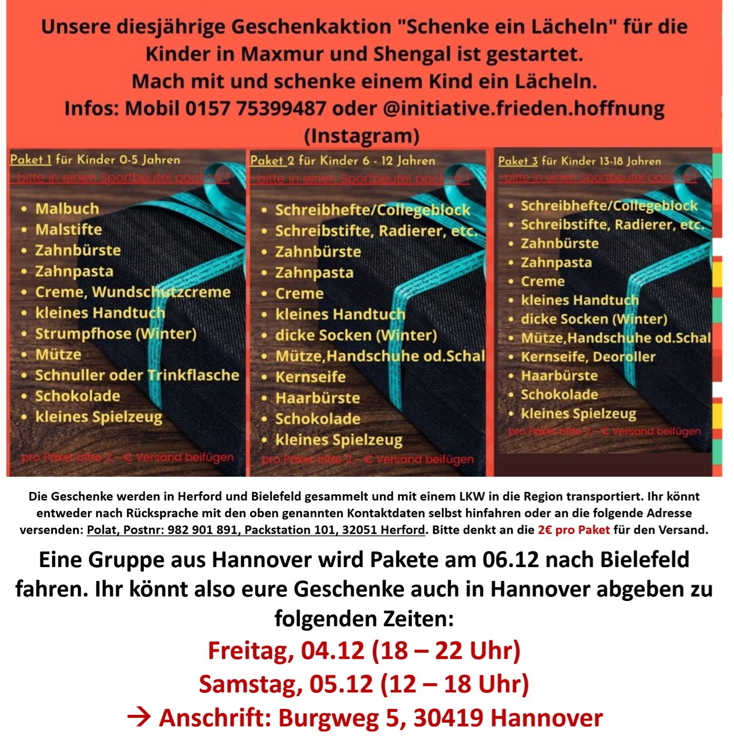 Geschenke für Mexmur und Sengal Hannover 2020