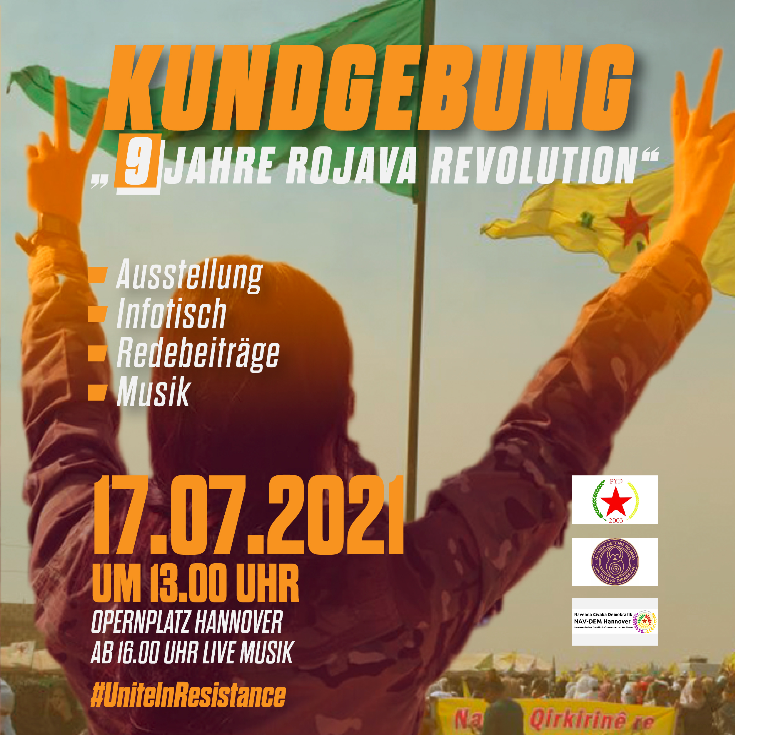 PYD Women Defend Rojava NAV-DEM Hannover 9 Jahre Rojava-Revolution