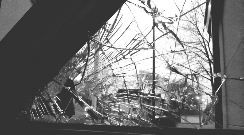 Window of the 4th Precinct shattered the day after Jamar Clark was shot by MPD (November 15th 2015)