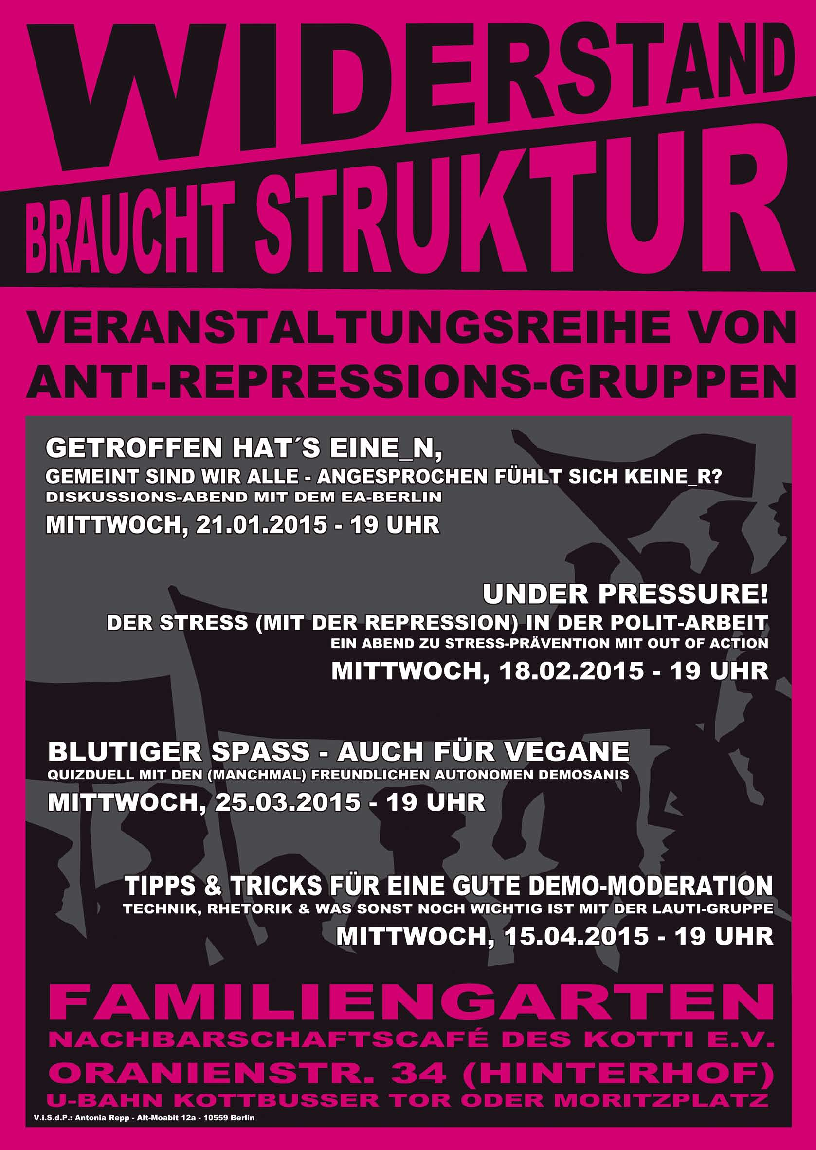 Plakat der Veranstaltungsreihe Widerstand bracht Struktur