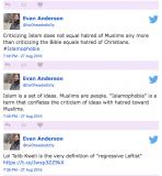 Evan Anderson Tweets (Islamophobia)