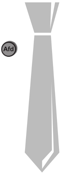 ein anzugschlips mit einem afd-symbol daneben